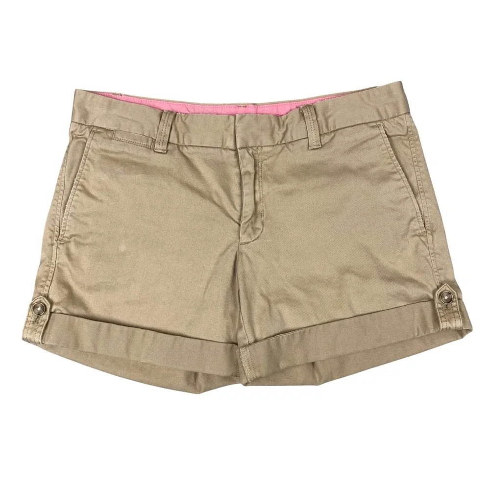 Banana Republic Roll Up Chino Stretch Cuffed Shorts Womens 4 Khaki Tan